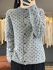 Dames Cardigan met Lange Mouwen van Wol – Knopen Rond Hals voor Herfst/Winter