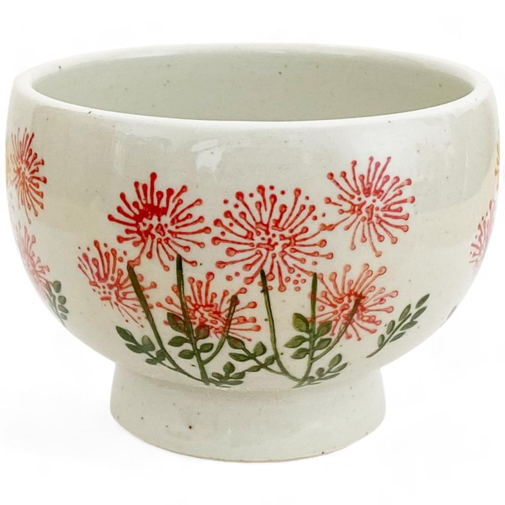 Takumifu Matcha Wildflower Made In Hasami Ware High-Based Bowl, Ceramic, Design, Red, Japan,