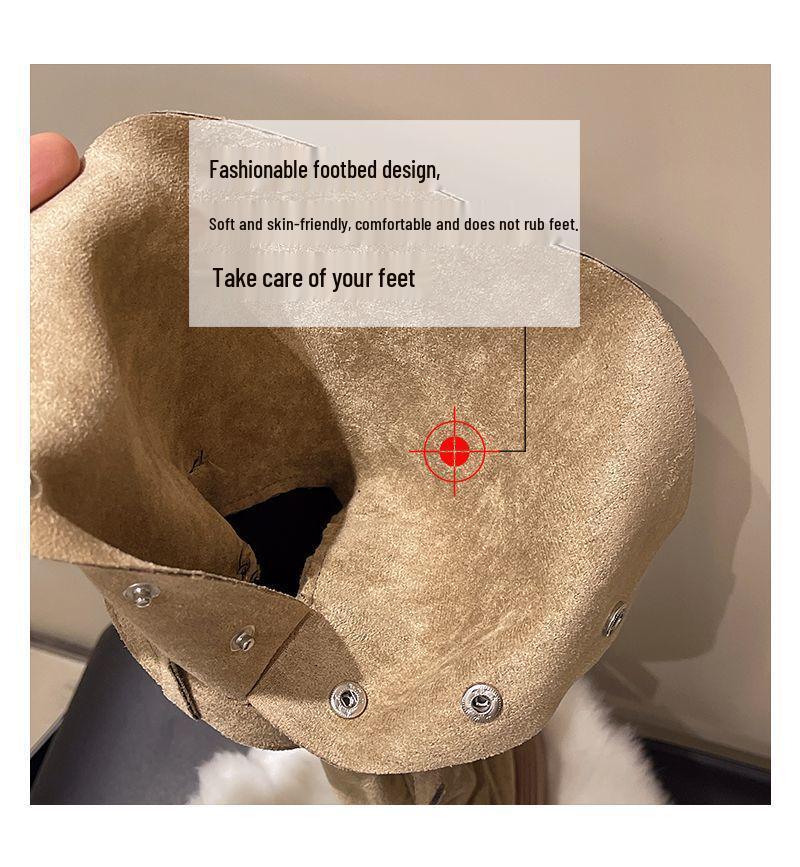 Stylish Two-Way Fold-Over Thick-Soled Women's Chunky-Heeled Knee-High Riding Boots for Autumn/Winter 2025.