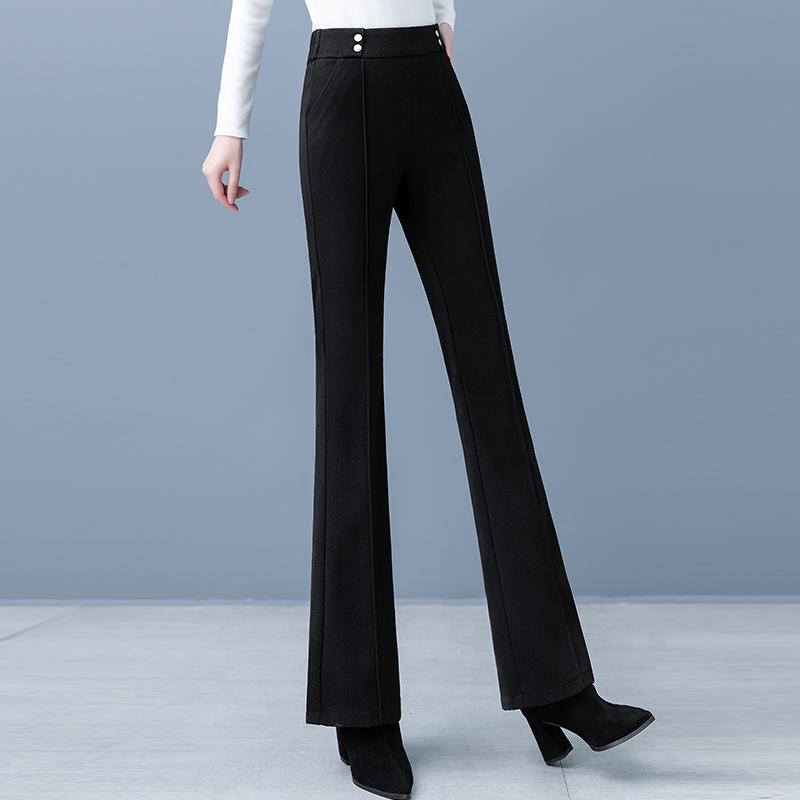 

Женские шерстяные расклешенные брюки с высокой посадкой, на флисовой подкладке, приталенные, повседневные зимние брюки 2025 для мам среднего возраста. 28/L