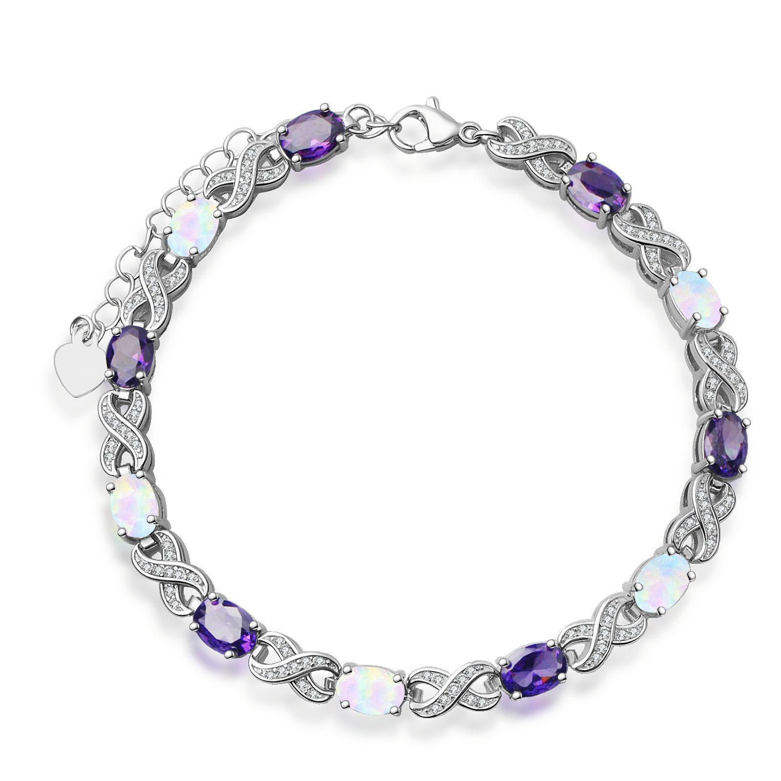 Opal Summer Hawaii Charm Bracelet & Necklace Set - Fashion Colored Gemstone Jewelry with Inlaid Opal. белый