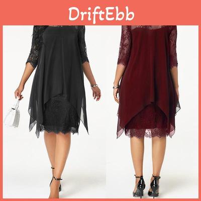 Stunning Plus Size Womens Long Lace Dress With Fashionable Overlay Design