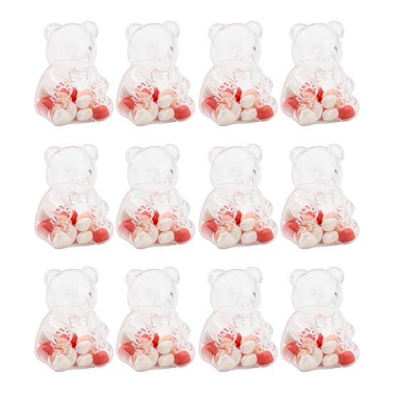 Bear-Shaped Candy Box Large Capacity Clear Plastic Storage Container Reusable Decorative Candy Storage Jar