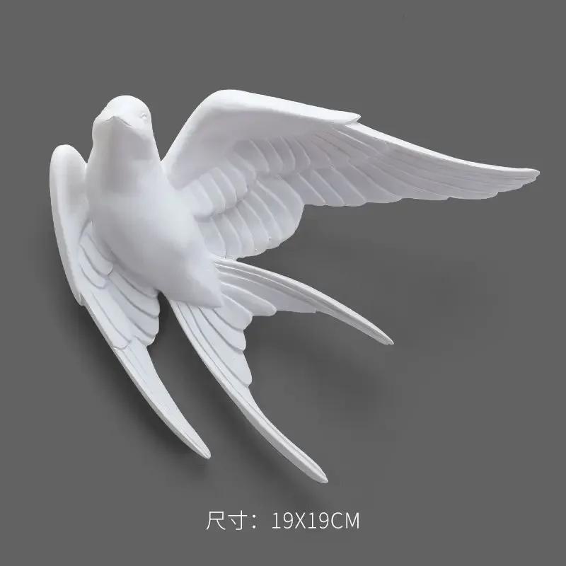 European White Three-dimensional Bird Wall Decoration Living Room Swallow Wall Hanging Abstract Animal Ornaments Home Decoration