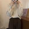 Semi-turtleneck lazy loose bottomed sweater women's autumn and winter interior chic lantern sleeve knitted top