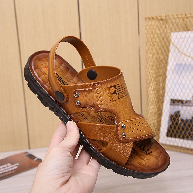 WTEMPO Men's Summer Peep-toe Youth Beach Shoes Dual-use Beach Slippers Non-slip Men Sandals Mens Shoes