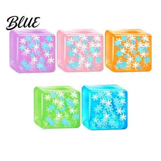 Soft Stress Balls Ice Cube Relief Toy Glow-in-the-Dark Snowflake Filled Cube Sensory Toy Luminous Clear Adults and Kids
