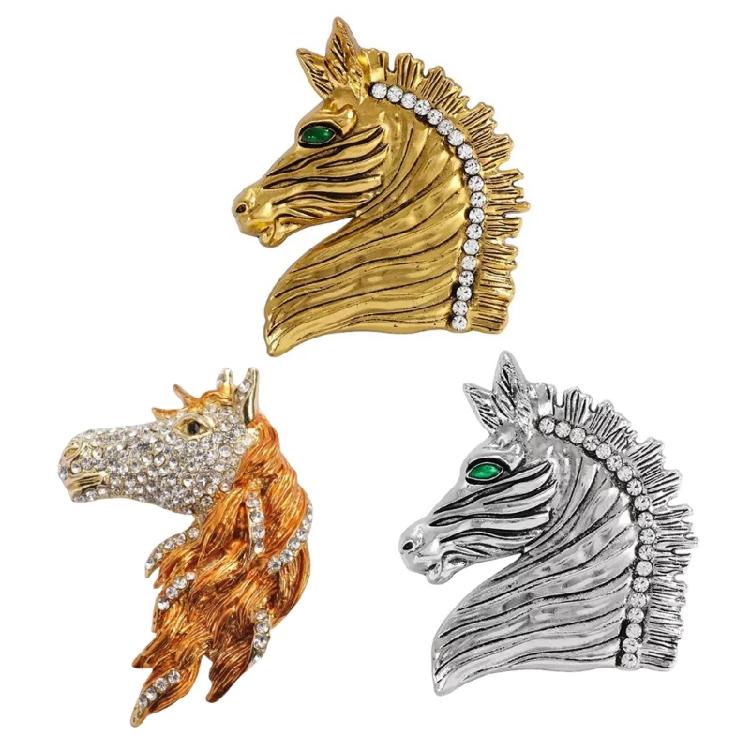 Sturdy Craftsmanship Horse Brooch Alloy Jewelry With Smooth Surfaces for Party Outfits