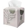 Boho Tissue Box Holder, Sage Green Aesthetic Plant Leather Tissue Box Cover Square, Paper Napk Everyday Dispenser Accessories for Bathroom Night