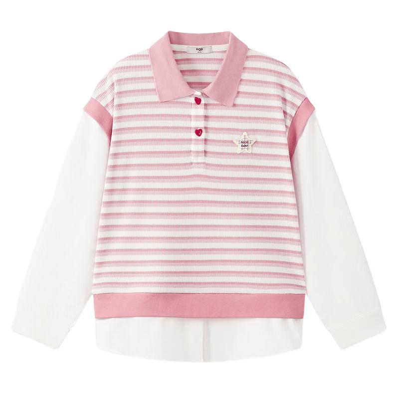 MQD Girls' Preppy Style Striped Pullover Sweatshirt