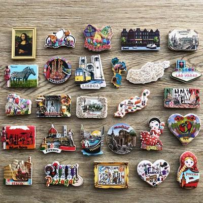 Italy France Netherlands Thailand Hungary Belgium Portugal Landscape Resin Fridge Magnet Collection Decoration Refrigerator Magnetic Sticker Craft