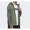 Adidas Three-Stripe Print Sports Hoodie Jacket Men Outerwear Green FM9434
