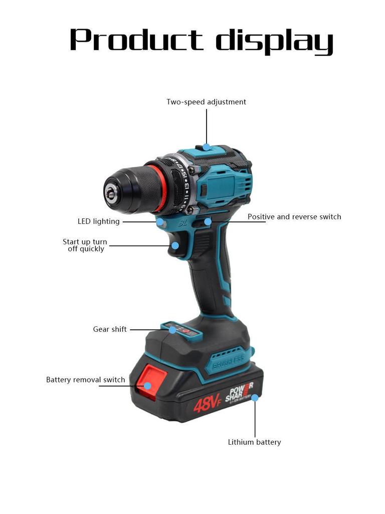 21V Dual-Speed Handheld Electric Drill with 10MM Lithium Battery & Bit Set