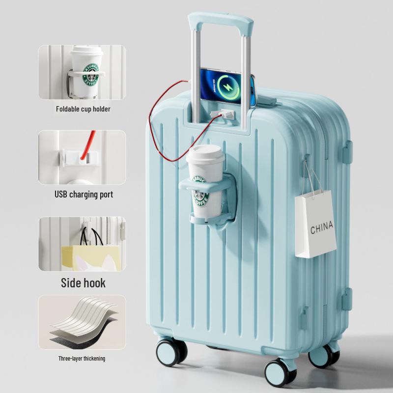 Durable Large Capacity Trolley Suitcase with Combination Lock and Universal Wheels