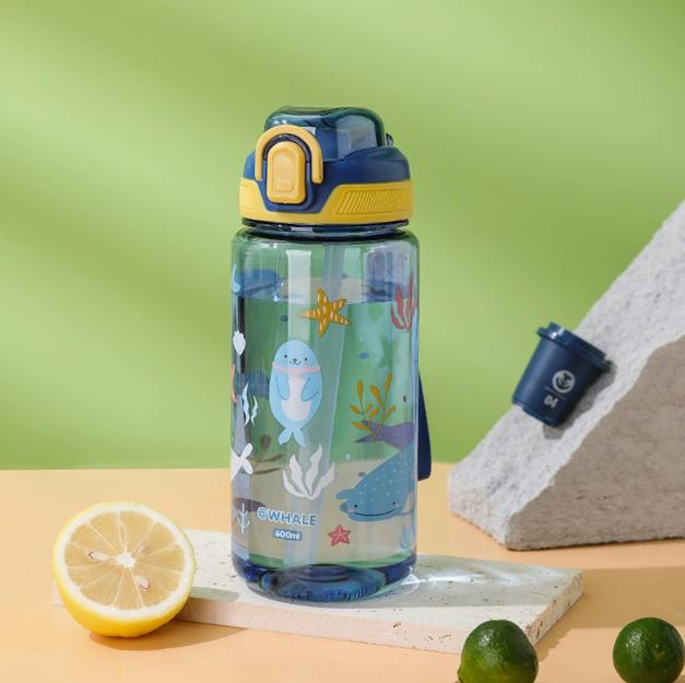 

Бутылка для воды с изображением динозавра объемом 600 мл для детей, поильник с силиконовой трубочкой, герметичные пластиковые бутылки для воды, летняя детская кружка для воды 600ml синий