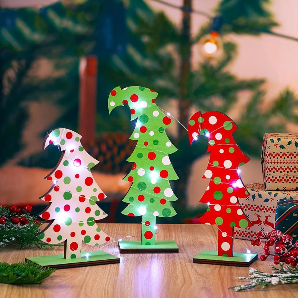 Christmas Tree Table Sign Rustic Wooden Mini Christmas Tree Ornaments for Home Office Holiday Decor Set Desktop Decoration