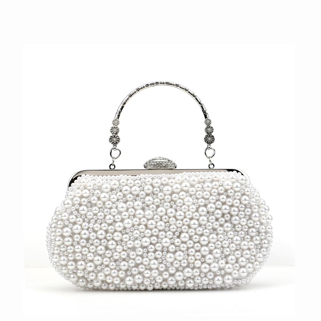 Women messenger beaded women vintage evening bags imitation pearl shell women bag shoulder bags,diamonds clutch bag for wedding