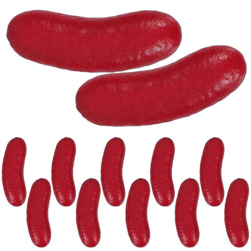 Fotorekvisita för korv med bröd, 12 st realistiska konstgjorda korvmodeller för dekoration