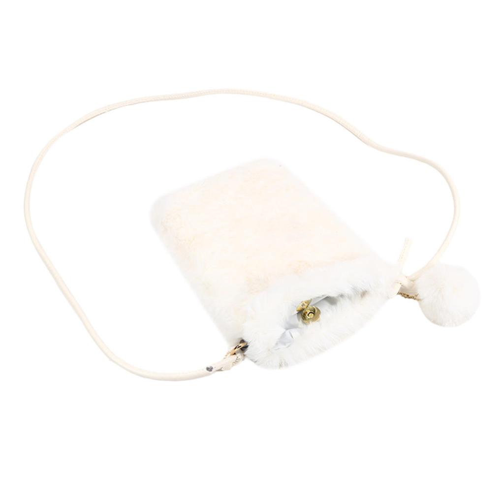 Women Plush Crossbody Bag Solid Color Mobile Phone Bags Versatile Mini Wallets Fashion Shoulder Bags Autumn Winter Coin Purse