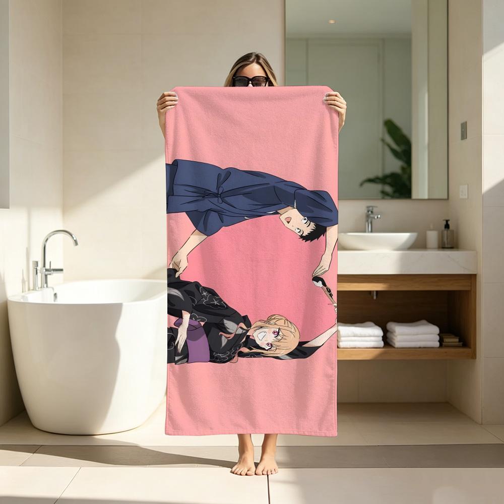 Youth Romance Anime M-My Dress Up Darling Towel Microfiber soft Beach Towel for Travel Fitness Sauna Bathing Camping