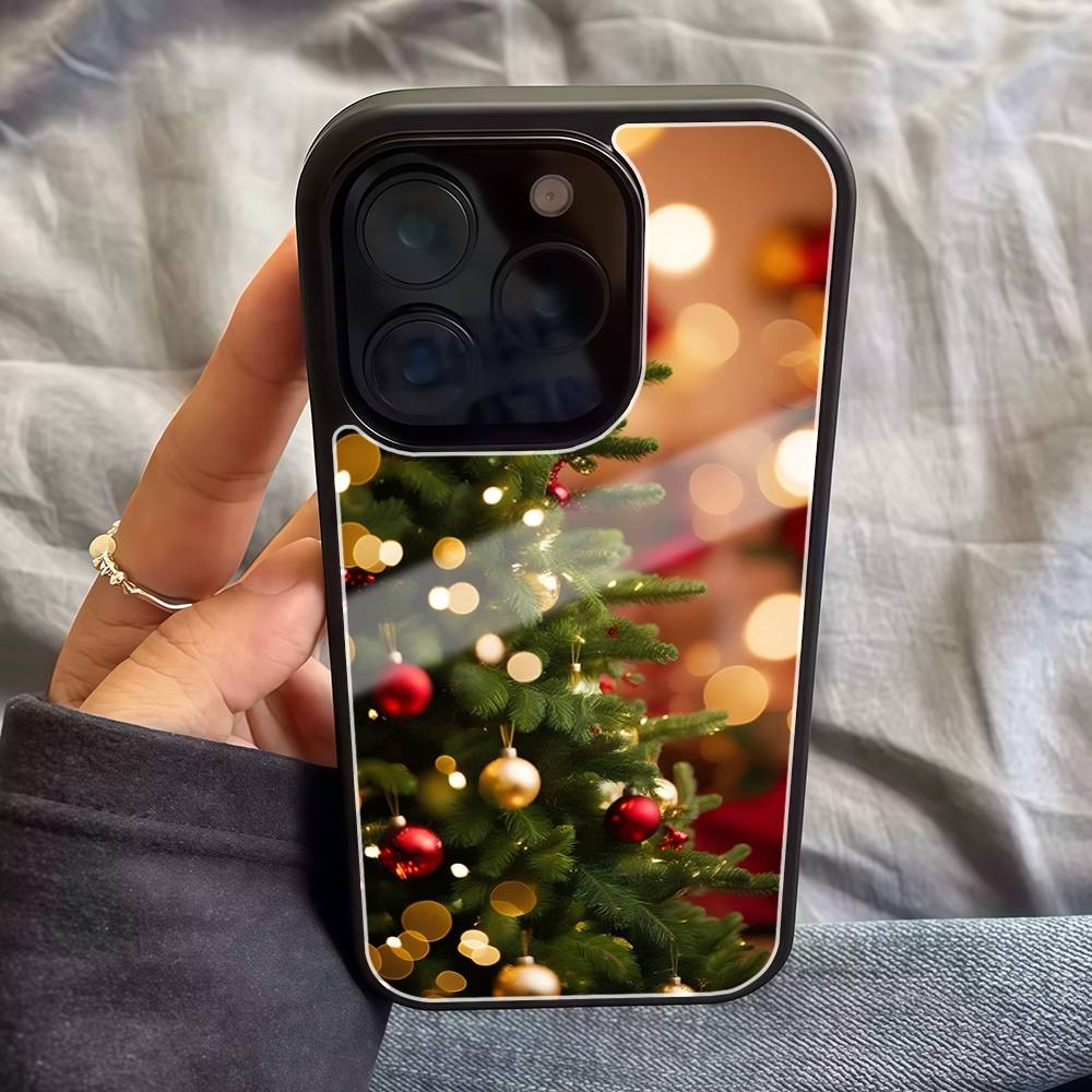 Christmas Tree Pattern Fashion Ins Phone Case For IPhone17 16 15 14 13 12 11 Pro Max Glossy HD Hard PC Cover