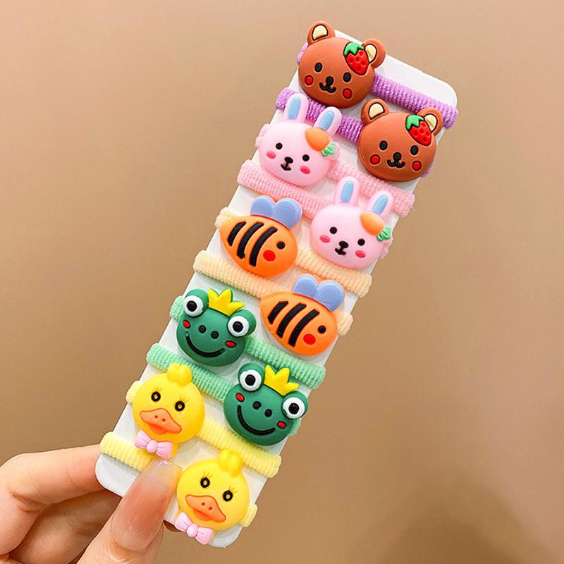 10Pcs Girls Cute Cartoon Rubber Bands High Elastic Hair Bands Children Headwear Hair Accessories Kids Headband Ornaments