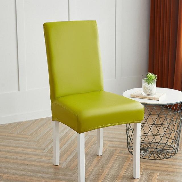 Waterproof Chair Cover Pu Elastic General Leather Seat Cover Living Room Hotel Dining Table Chair Cushion Cover 1 /2 /4 /6 Pcs