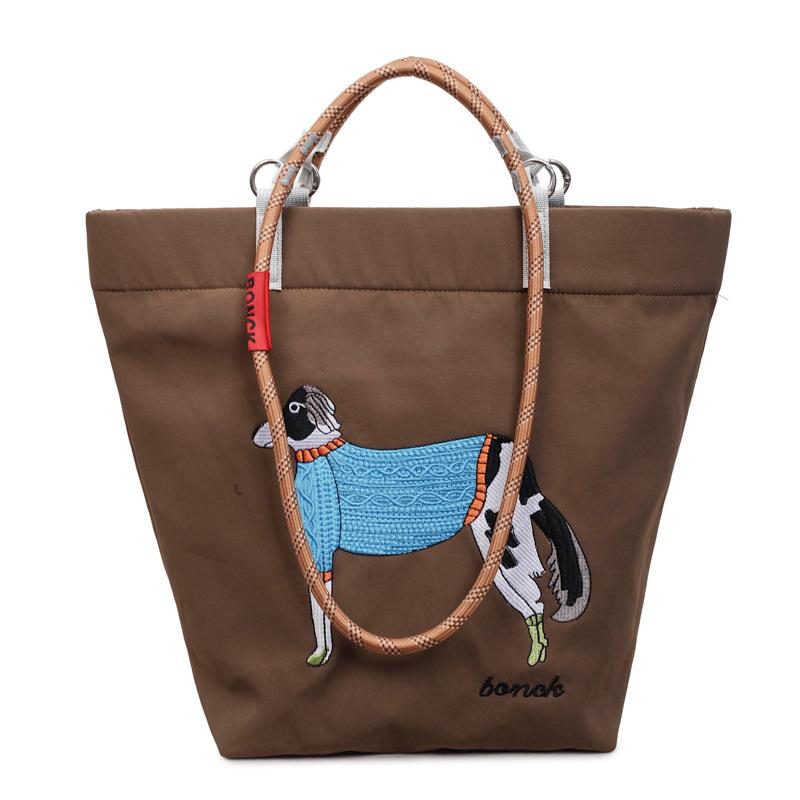 Spring and Summer Embroidery Spotted Dog Underarm Hand Bag Shoulder Bag Simple Tote Bag Messenger Bag Women