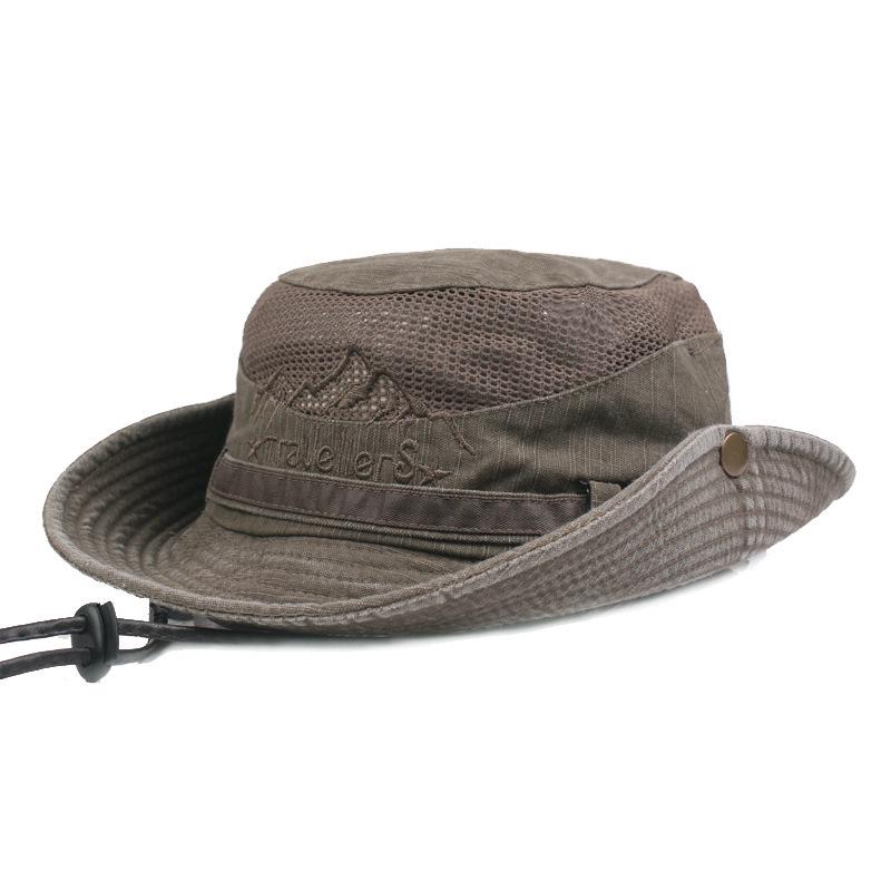Men's Large Brim Summer UV Protection Bucket Hat for Outdoor and Fishing