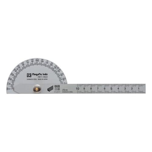 Niigata Seiki SK Protractor, Made in Japan, Kaidan Scale No. 19, Silver Finish, with Graduations, PRT-19KD