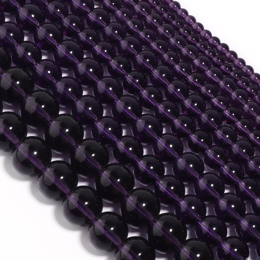 1 Strand 4/6/8/10/12mm Purple Glass Beads Round Smooth Loose Spacer Beads For Jewelry Making DIY Bracelets Necklace Accessories