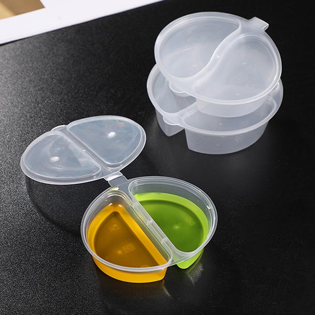 Shallow Plastic Container With Lid Large 2 Compartment Snack Containers For To-go Sauce