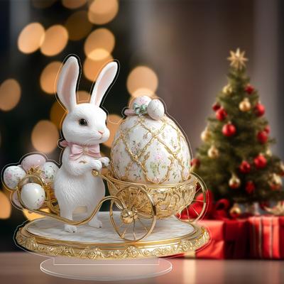 2D Flat Acrylic 1Retro Style Crystal Easter Rabbit Ornament Easter Decoration Bunny Ornament Decoration Easter Spring Decor Gift