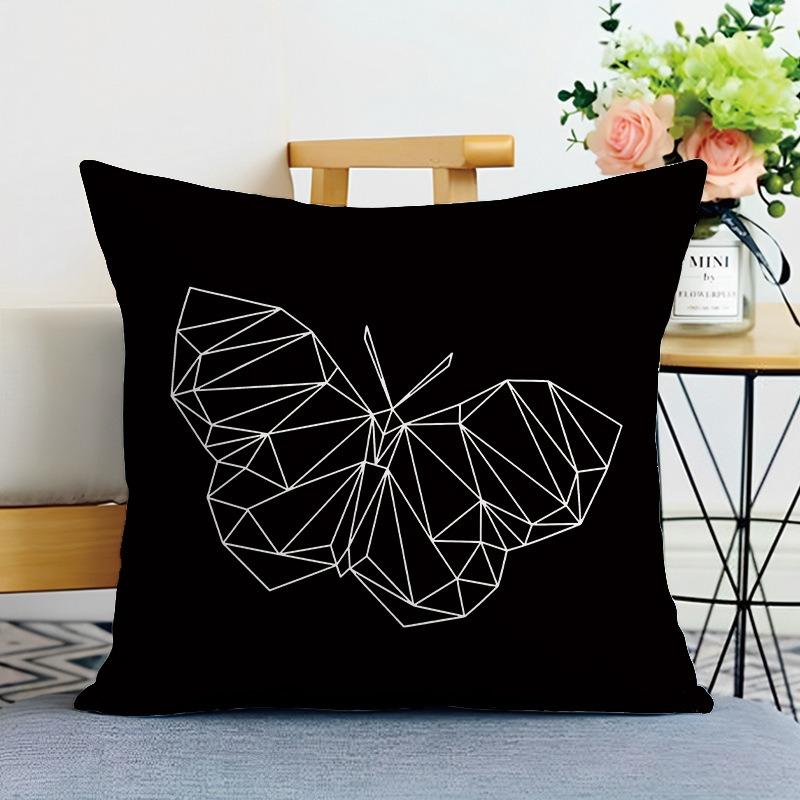 Black And White Ins Style Printed Decorative Pillowcase Bedroom Living Room Square Cushion Pillowcase