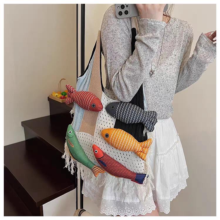 Нишевый Дизайн Вязаная Сумка Женская Ленивая Расслабленная На Плечо Большая Вместимость Дорожная Сумка-Тоут 36x2x34 белый