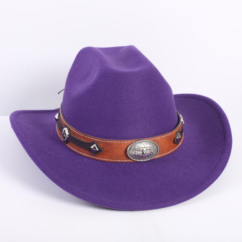 Popular European and American Fashion OL Style One-word Cowboy Hat Men's and Women's High-end Top Hat Jazz Hat Felt Hat