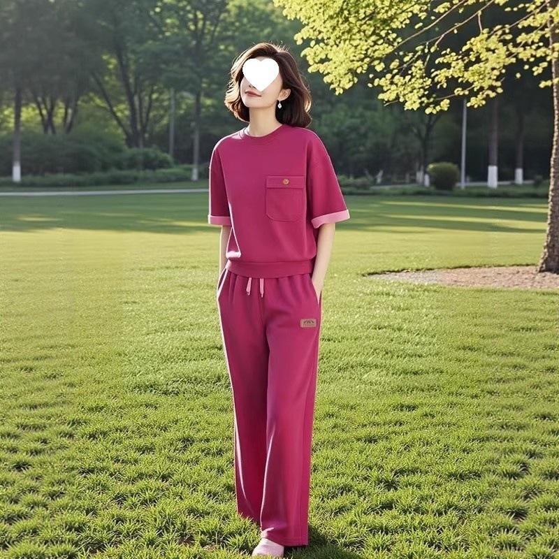 Летний контрастный розово-красный отбеливающий и стройнящий повседневный костюм-двойка для верхней одежды M