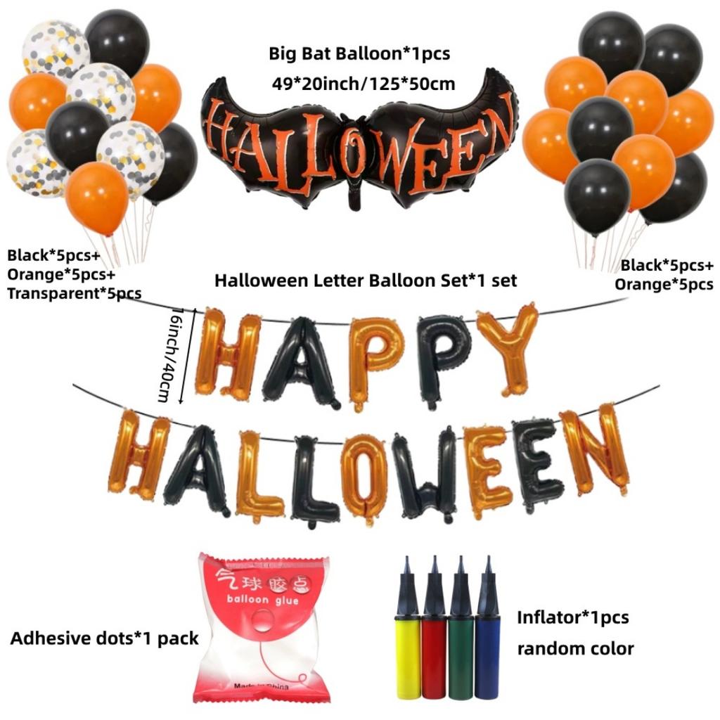 Halloween Balloon Sets, Black And Orange Balloons, Used For Horror Party Decoration For Anniversaries, Graduations, Birthdays