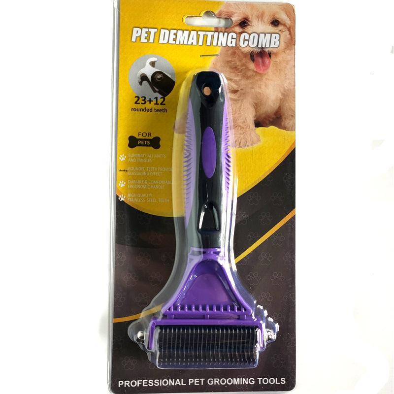 Double-Sided Knot & Shedding Comb for Pets - 23+12 Floating Hair Rake for Cats & Dogs