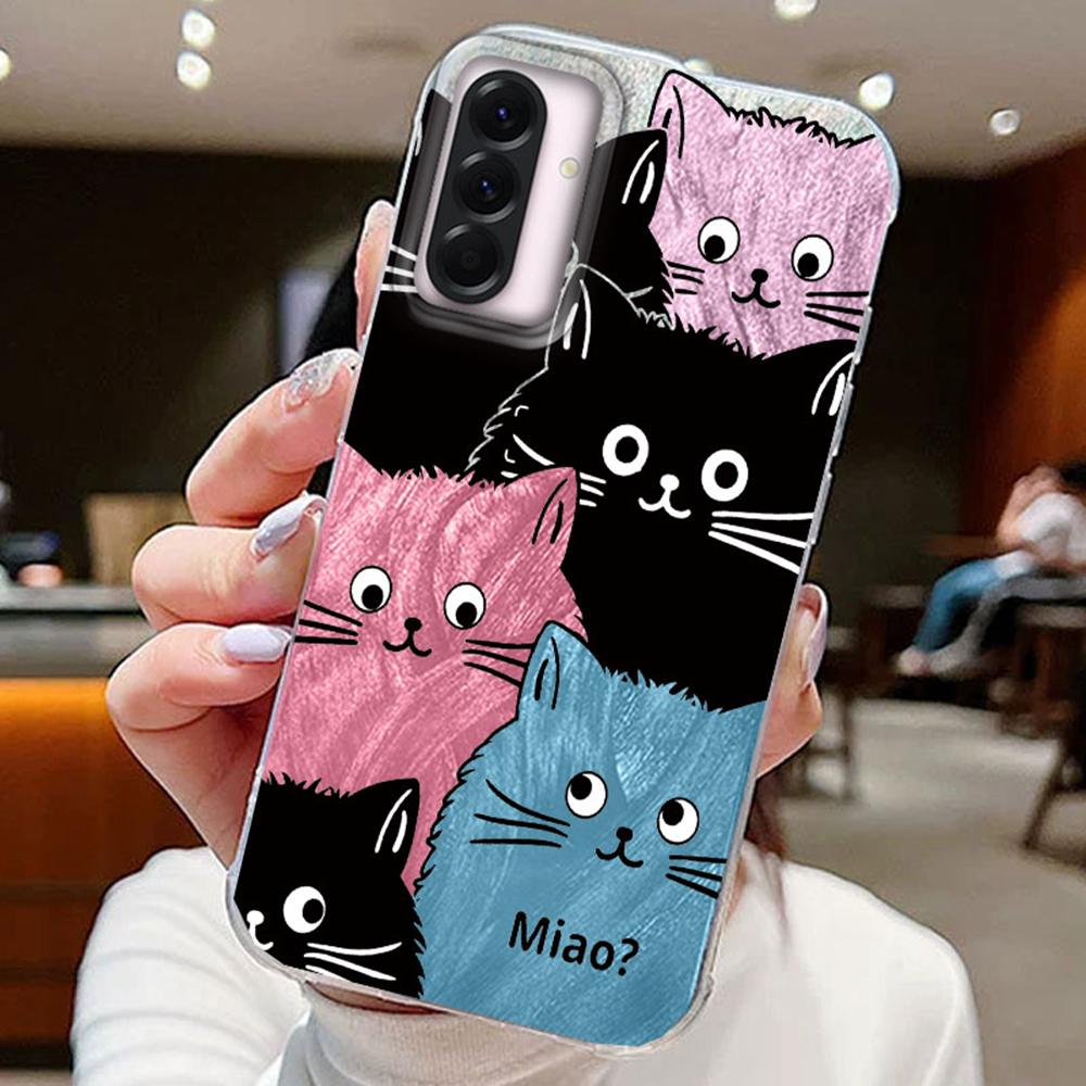 

Многочисленные Градиентные Цветные Чехлы для Телефона с Кошками Для Samsung Galxy A56 A26 A36 A16 A55 A35 A15 A25 S25 Силиконовый Парный Чехол Samsung A56-A36 белый