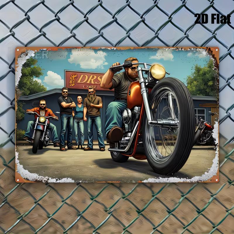 Tin Sign Vintage Motorcycle Garage Wall Art Metal Sign Biker Men Retro Rust Effect D Style Tin Sign for Home Bar Pub Man Cave D