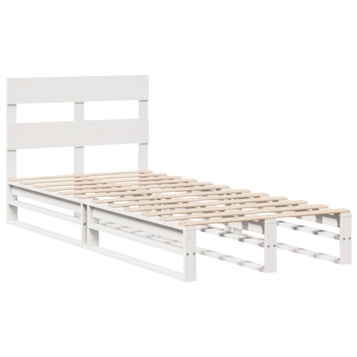 VidaXL Bed Frames and Headboard White 100x200 Cm Solid Pine Wood, Bedroom Furniture, Bed Base, Wooden Bed, Bed, Bed 850798