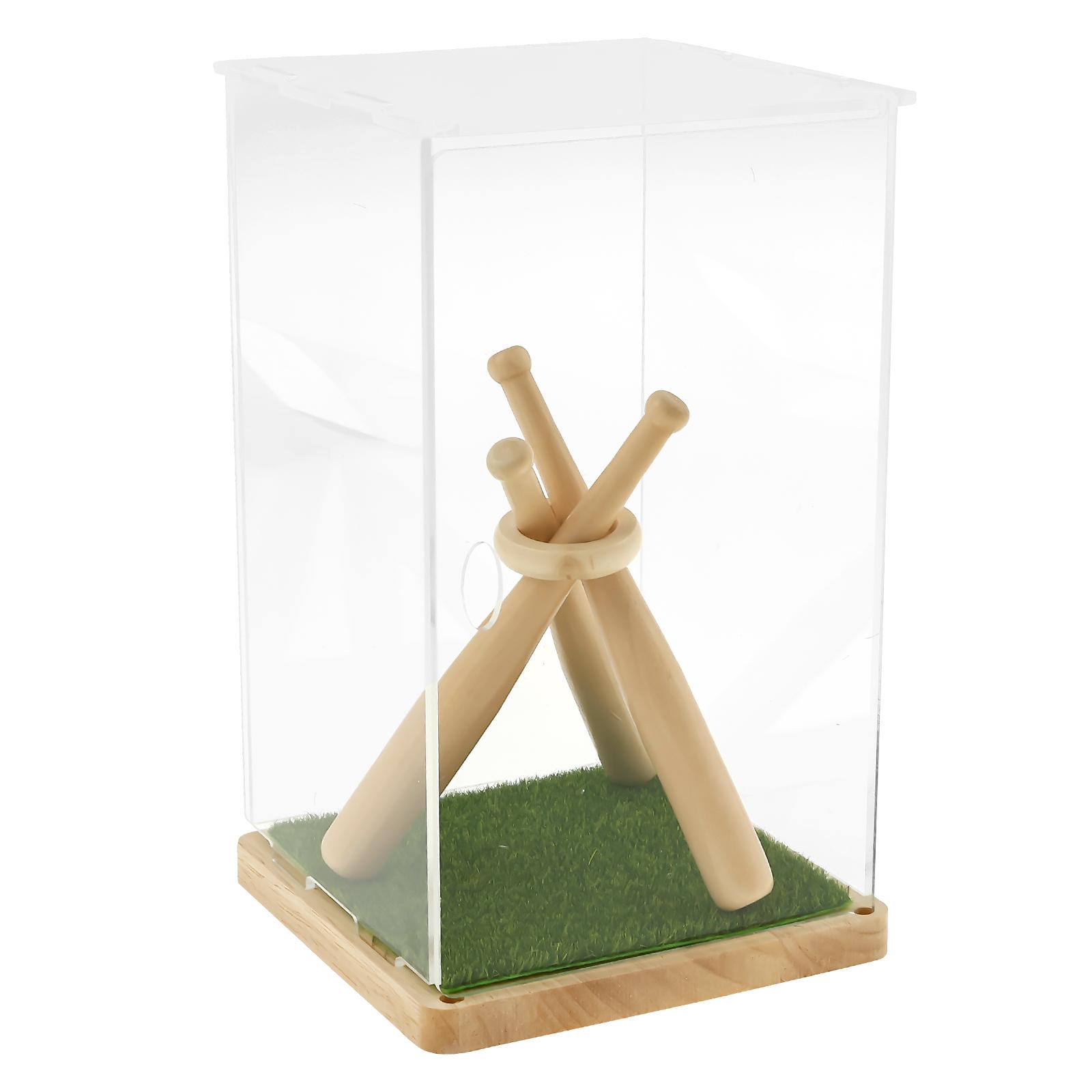 Wooden Mini Baseball bat Holder with Clear Acrylic Stand Golf Tennis Ball Support Bracket Beisbol Softball Baseball Accessories