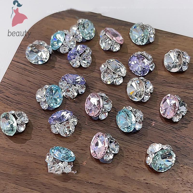 2pcs Glass Nail Stones Diy Charms Colorful Crystal Nail File Diamond Luxury Pigeon Eggs Nail Art Rhinestones Gems Sparkle
