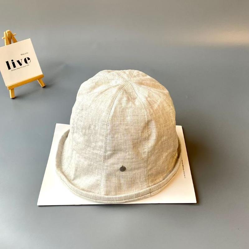 Linen crimped small edge plain basin hat summer breathable thin loose sense wear versatile bucket hat couple