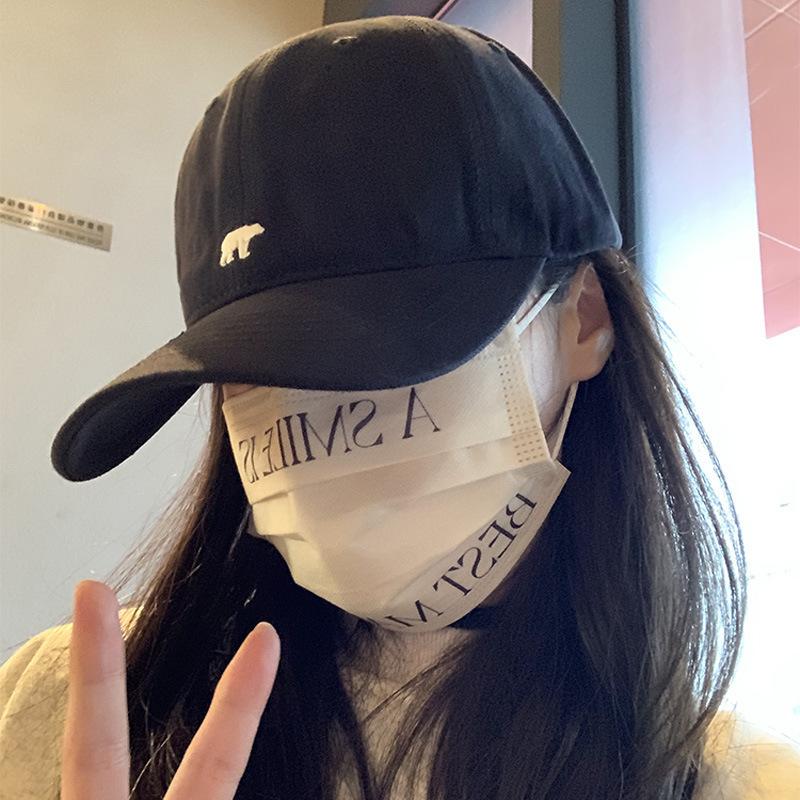 Embroidered Grinding Baseball Cap for Women with Wide Brim Showing Face Small Retro Hat Soft Top Sun Protection Baseball Cap for Men