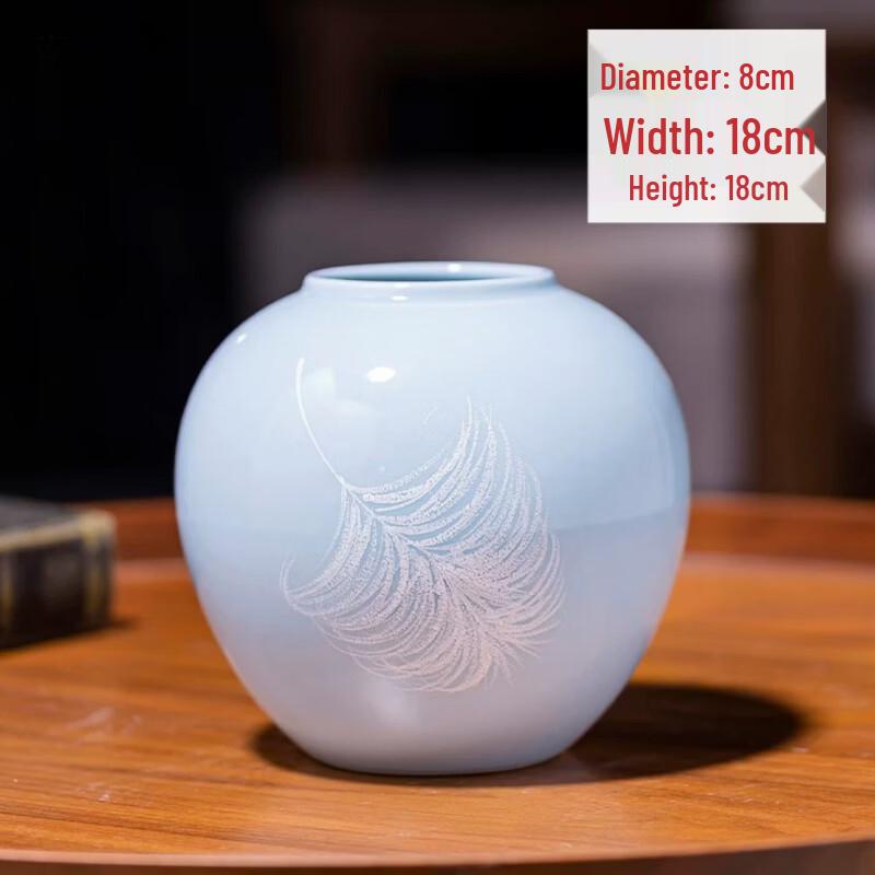 Hand-Painted Retro Ceramic Feather Vase (Set of 2)