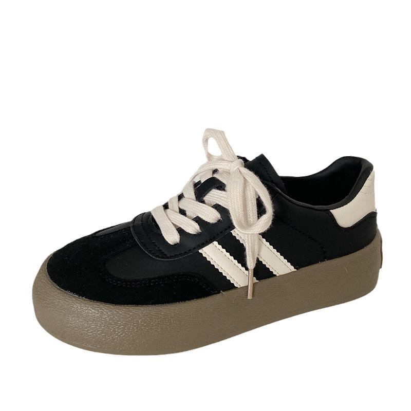 

6288 Dexun thick baseplate shoes women s casual Hong Kong style versatile retro ulzzang autumn 2024 new little white shoes 40 чорний