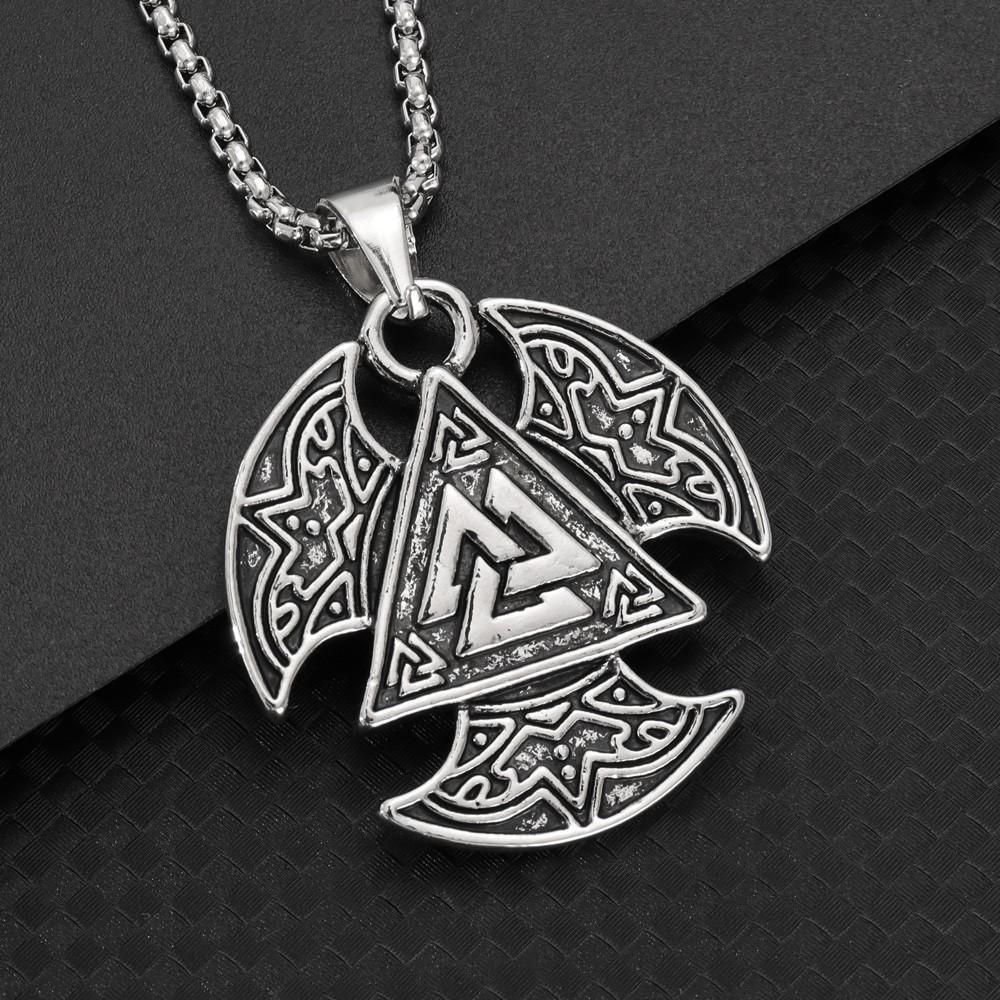 1 Stück Nordic Viking Stil Symbol Halskette mit Retro Muster Details Exquisites Nischen Dicke Kette Design Geeignet Party Dunkel