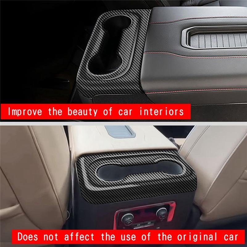 For Suburban 2023+ Car Seat Back Row Water Cup Holder Cover Frame Trim Sticker Accessories Parts Kits
